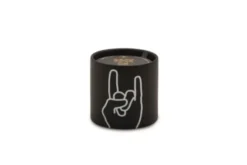 Impressions Ceramic Candle 5.75 oz./163g - Black - Rock On - Leather & Oakmoss