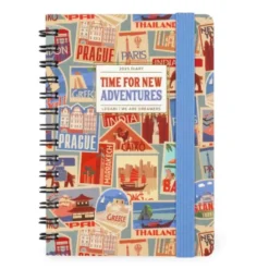 12-MONTH DIARY - 2025 - SMALL WEEKLY SPIRAL BOUND DIARY - TRAVEL STICKERS