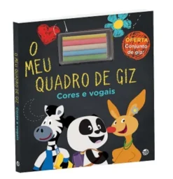 Panda: O Meu Quadro de Giz - Cores e Vogais - Livro de atividades com oferta de conjunto de giz